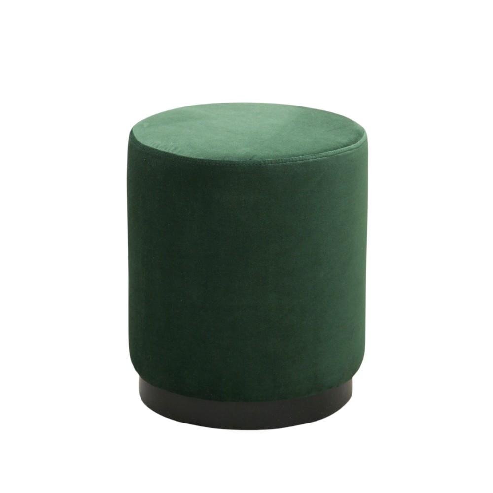 puf-jeanie-pouf-m-zelenyy-velur Круглий темно-зелений пуф Jeanie pouf M у велюровій оббивці з чорним цоколем