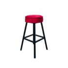 ralf-bar-stool-red-black-metal Барний стілець Ralf з м'яким червоним велюровим сидінням та чорним металевим каркасом. Кругле сидіння, підставка для ніг